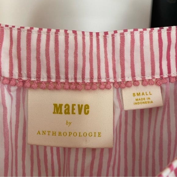 Anthropologie Maeve White Pink Orange Stripe Gable Tiered Tunic Top Small - Picture 13 of 16